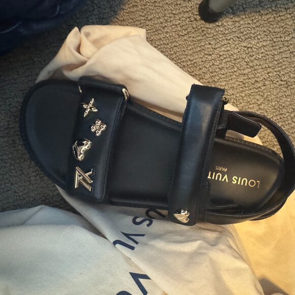 BRAND NEW Louis Vuitton Sunset Flat Comfort Leather Sandals - Picture 1 of 5